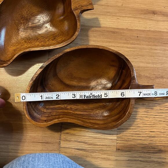 Vintage monkey pod wood salad bowl set-10 serving bowls natural wood kitchen MCM - Picture 2 of 11